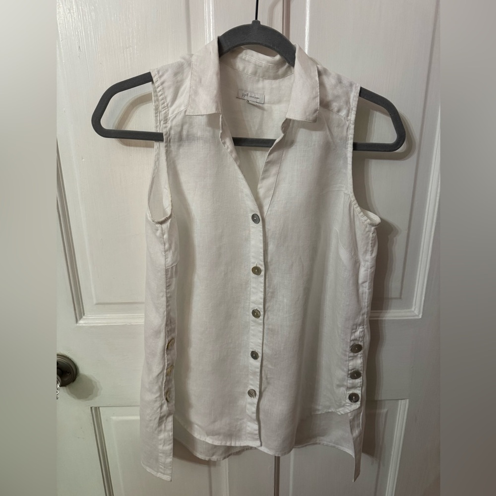 J Jill Love Linen Sleeveless Button Front Tunic Top XS